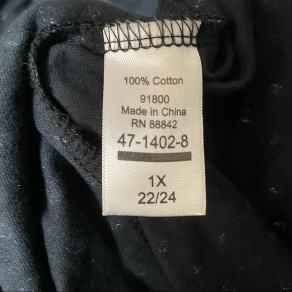 Ellos Plus Size Polka Dot Dress 22/24 Black Scoop Neck Stretch Short Sleeve - Picture 5 of 7